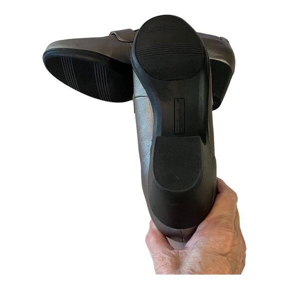 Comfortview Womens Metallic Gray Slip-On Shoes 10W Faux Leather Padded Insoles - Picture 7 of 11